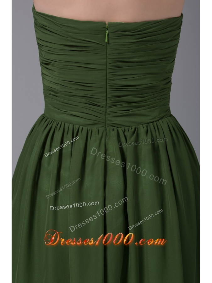 Brand New A-line Halter Top Ruched Dark Green Prom Dress