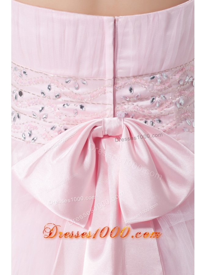 Sweetheart Prom Dress with Beadings Slit Ruffled Layers and Bowknot