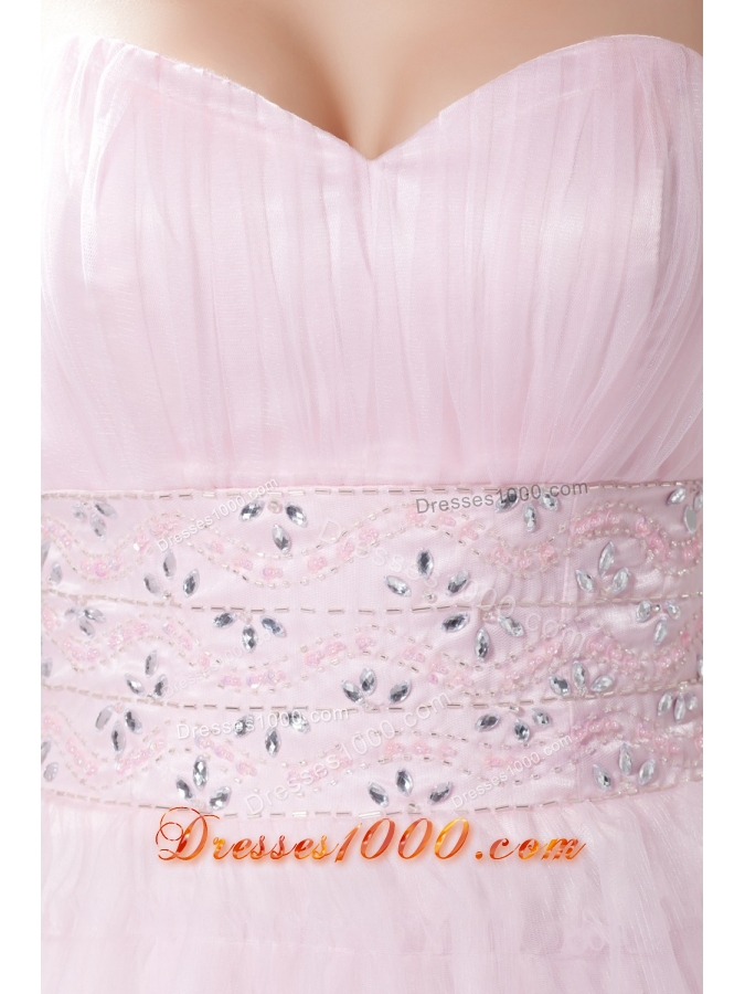 Sweetheart Prom Dress with Beadings Slit Ruffled Layers and Bowknot