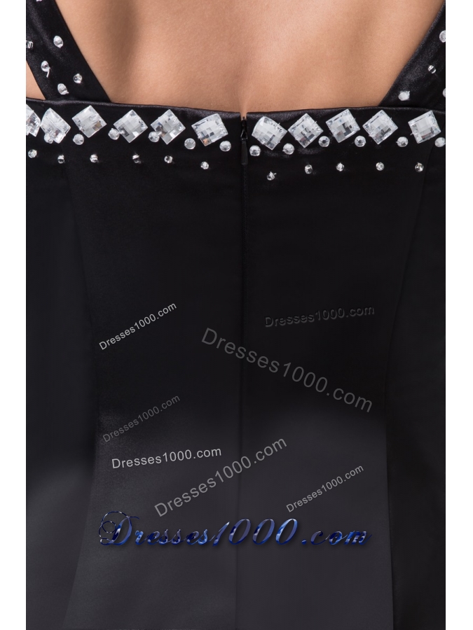 Off-the-shoulder Mini-length Beaded Black Prom Evening Dress