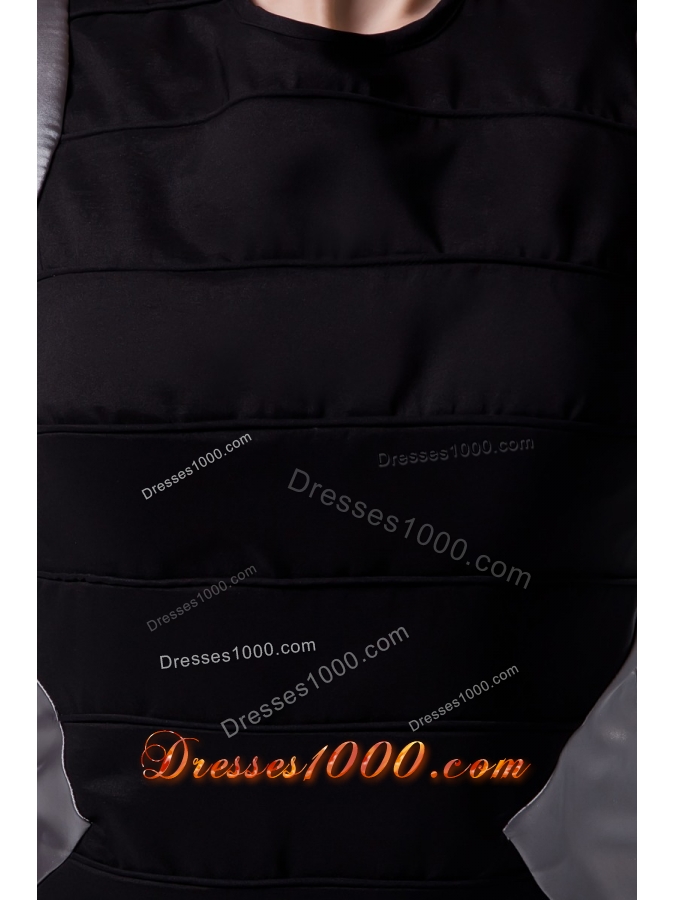 Show Thin Black and Silver Bateau Mini-length Prom Gown Dress