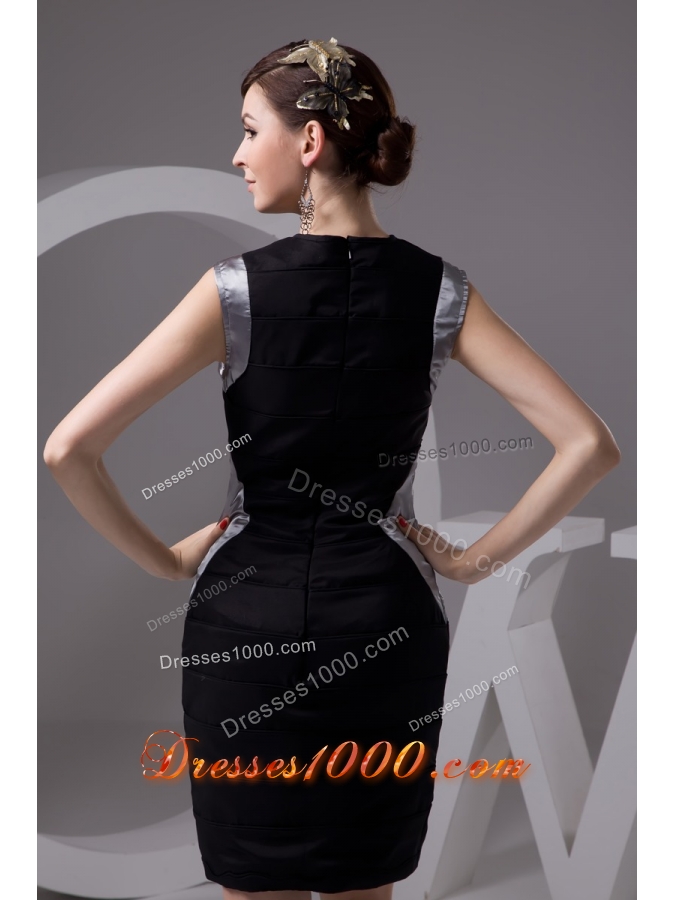 Show Thin Black and Silver Bateau Mini-length Prom Gown Dress