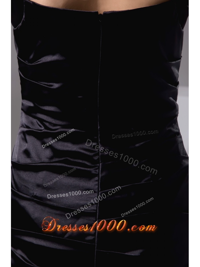 Square Ruched Mini-length Black Taffeta Prom Gown Dress 2013