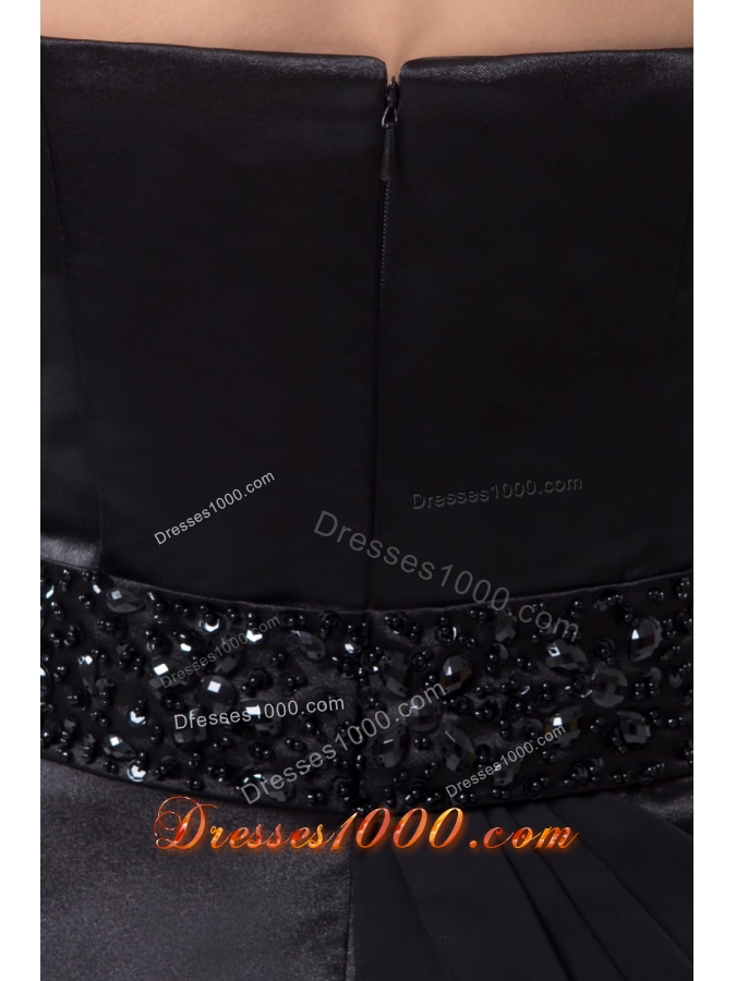 Black Mini Prom Holiday Dress with Ruches and Beaded Waist