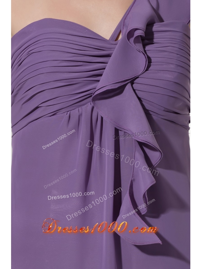 Ruching and Ruffles One Shoudler Empire Prom Gown in Purple