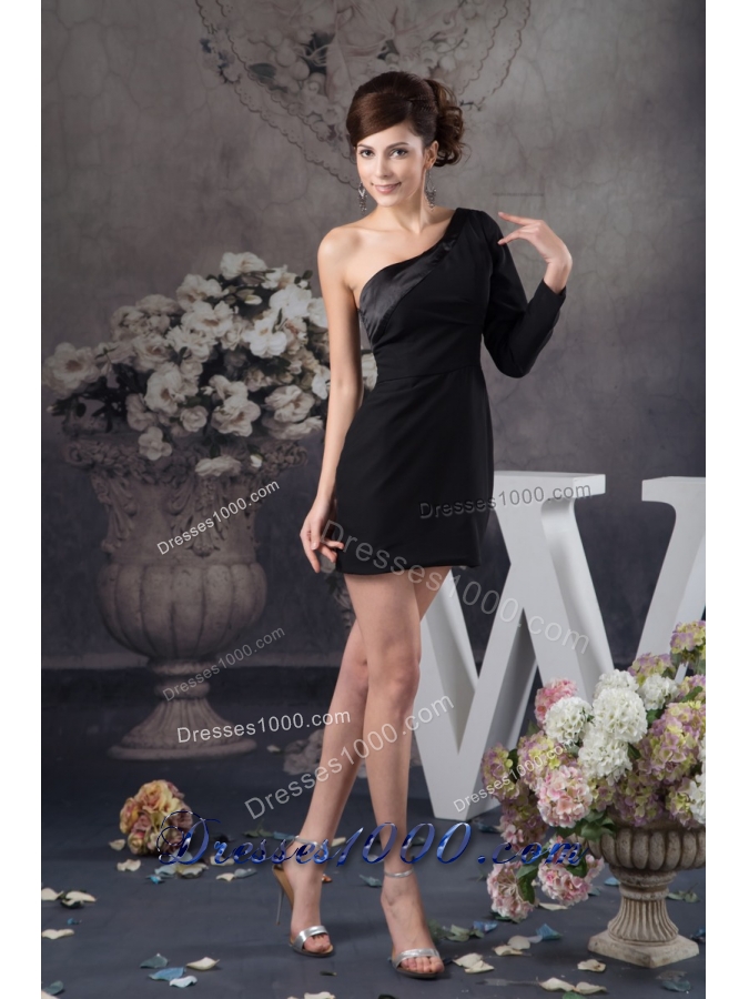 Asymmetrical Mini-length Black Prom Evening Dress with Side Zipper 133.66