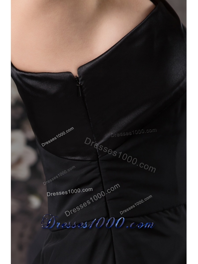 Asymmetrical Mini-length Black Prom Evening Dress with Side Zipper 133.66