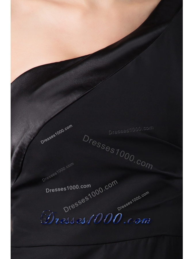 Asymmetrical Mini-length Black Prom Evening Dress with Side Zipper 133.66