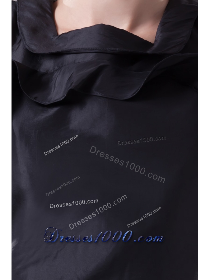 Mini-length Prom Dress in Black with Petal Square Neckline