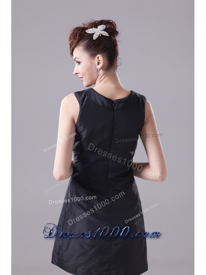 Mini-length Prom Dress in Black with Petal Square Neckline