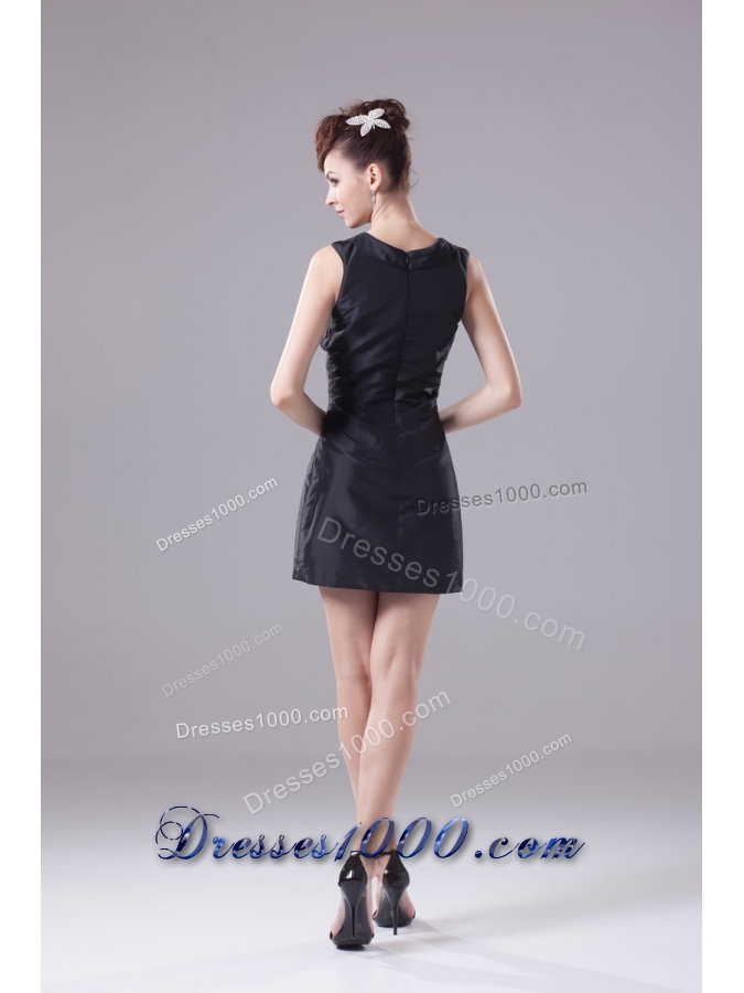 Mini-length Prom Dress in Black with Petal Square Neckline