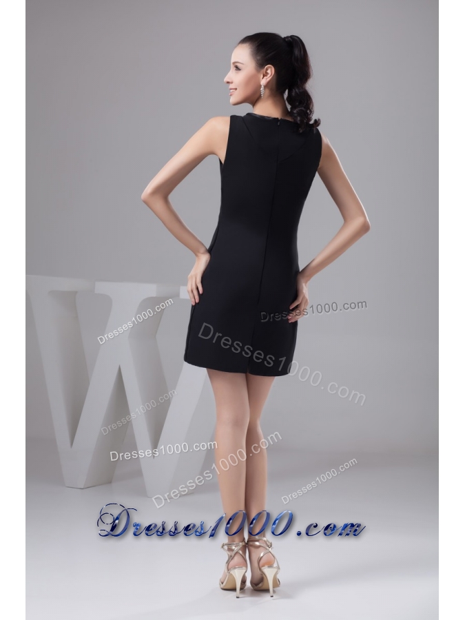 Simple Black Scoop Prom Cocktail Dresses of Mini-length