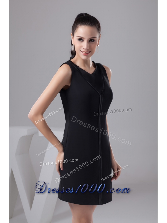 Simple Black Scoop Prom Cocktail Dresses of Mini-length