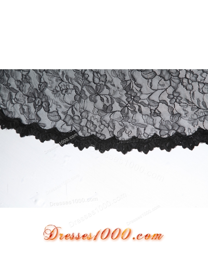 Mermaid Brush Train Spaghetti Straps Black Lace Prom Dress