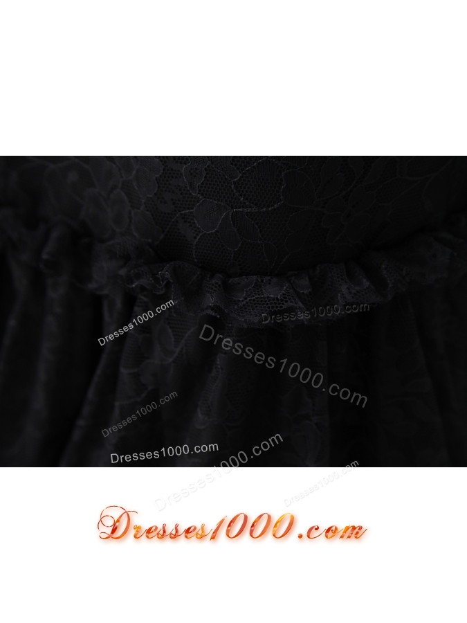 Mermaid Brush Train Spaghetti Straps Black Lace Prom Dress