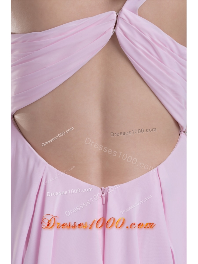 Appliqued Single Shoulder Cutout Back Prom Dresses with Ruffled Edge