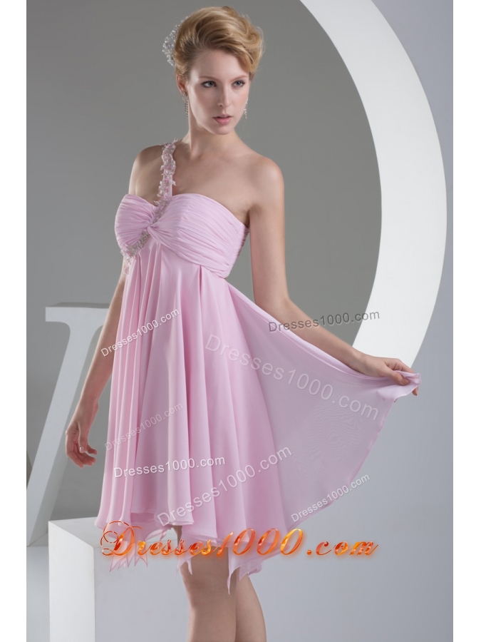 Appliqued Single Shoulder Cutout Back Prom Dresses with Ruffled Edge