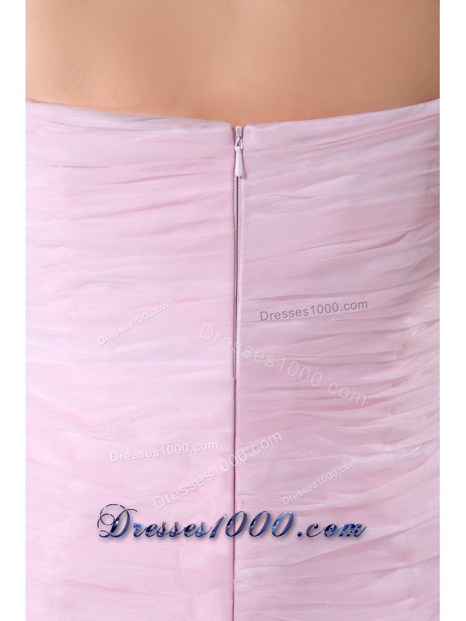 Baby Pink Brush Train Sweetheart Beaded Prom Dress with Ruffle