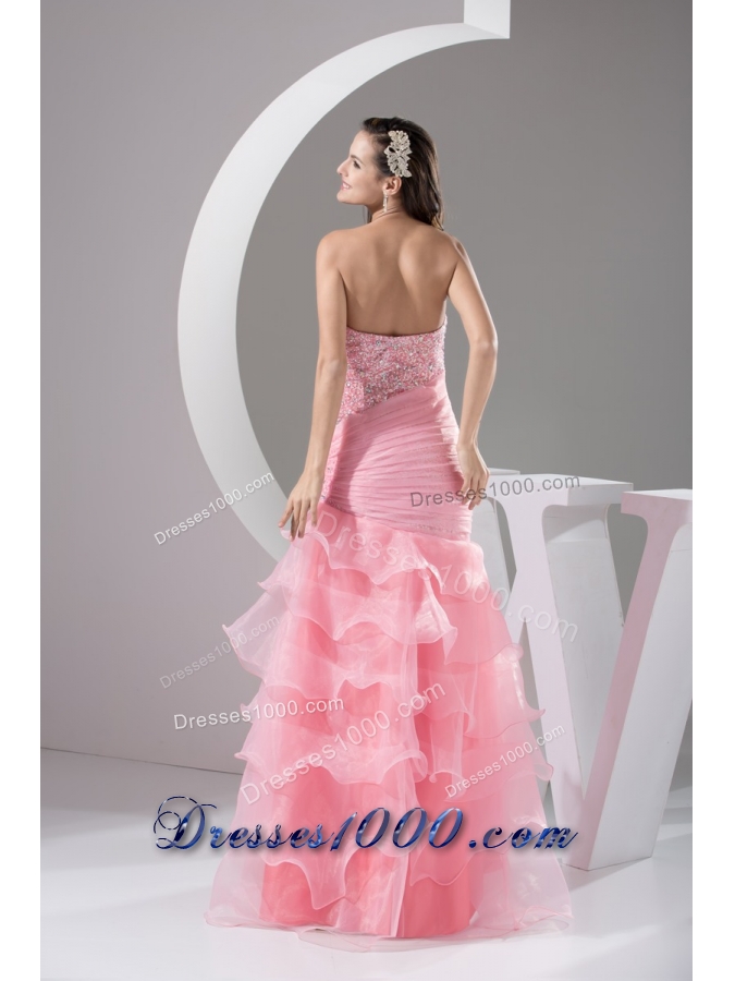 Sequins and Beading Decorated Bodice Prom Dresses with Ruffled Layers