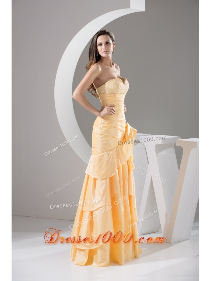 Sweetheart Ruching and Handle Flowers Layers Sheath Prom Dress