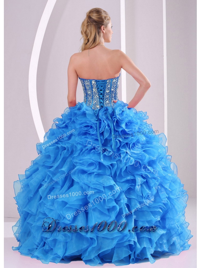 Ruffles and Beaded Decorate Sweetheart Long Quinceanera Dresses with Lace Up