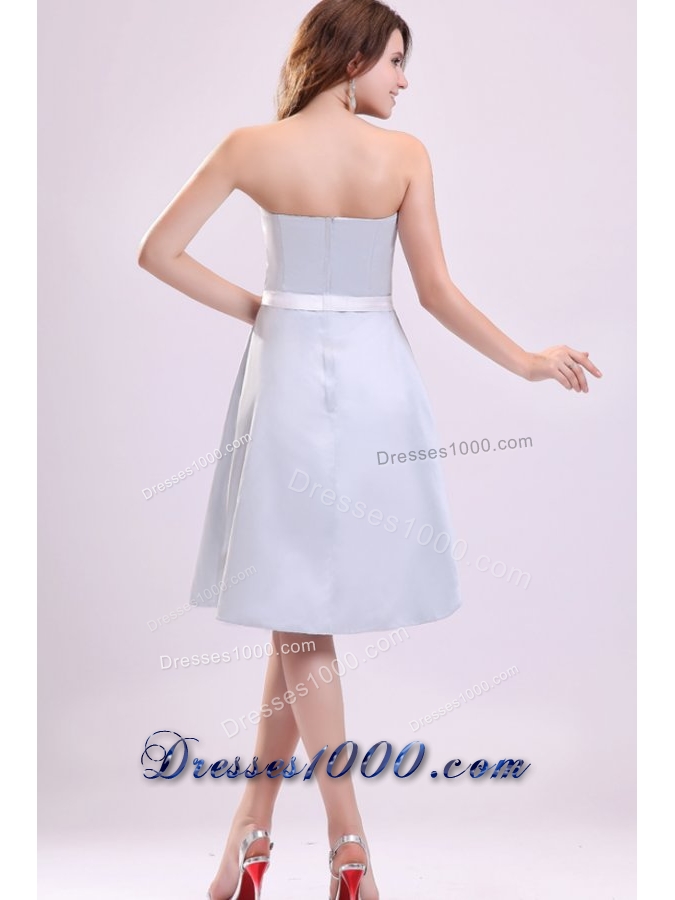 Light Blue Sweetheart A-line Knee-length Prom Maxi Dress with Sash