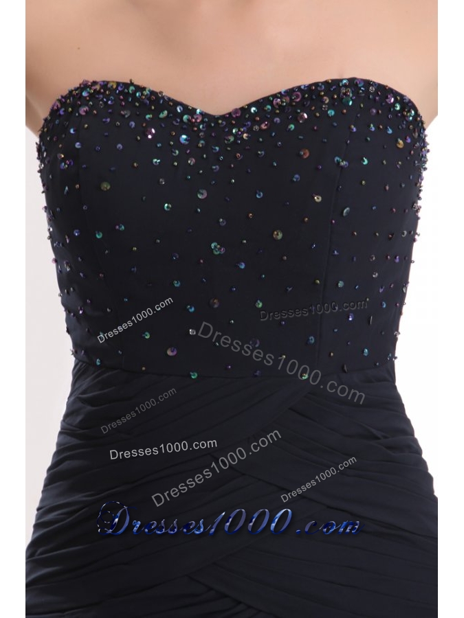 Mermaid Sweetheart Black Chiffon Beaded Dresses For Prom Court