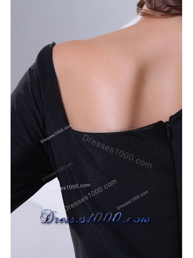 Modest Black Column 2013 Prom Celebrity Dress with Sweep Train