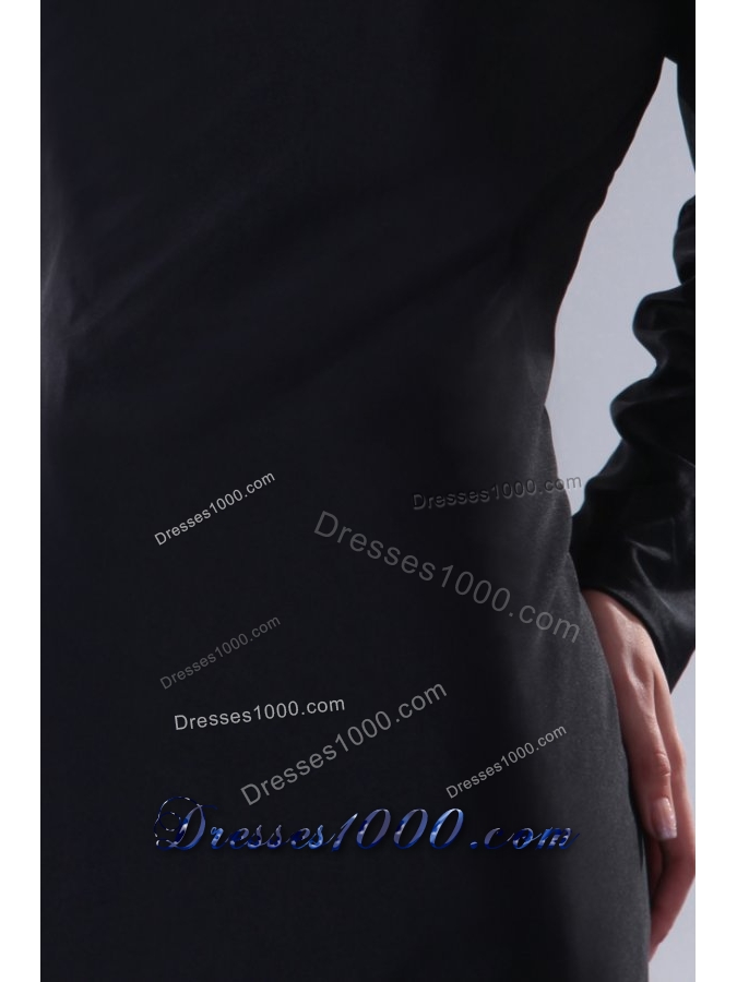 Modest Black Column 2013 Prom Celebrity Dress with Sweep Train