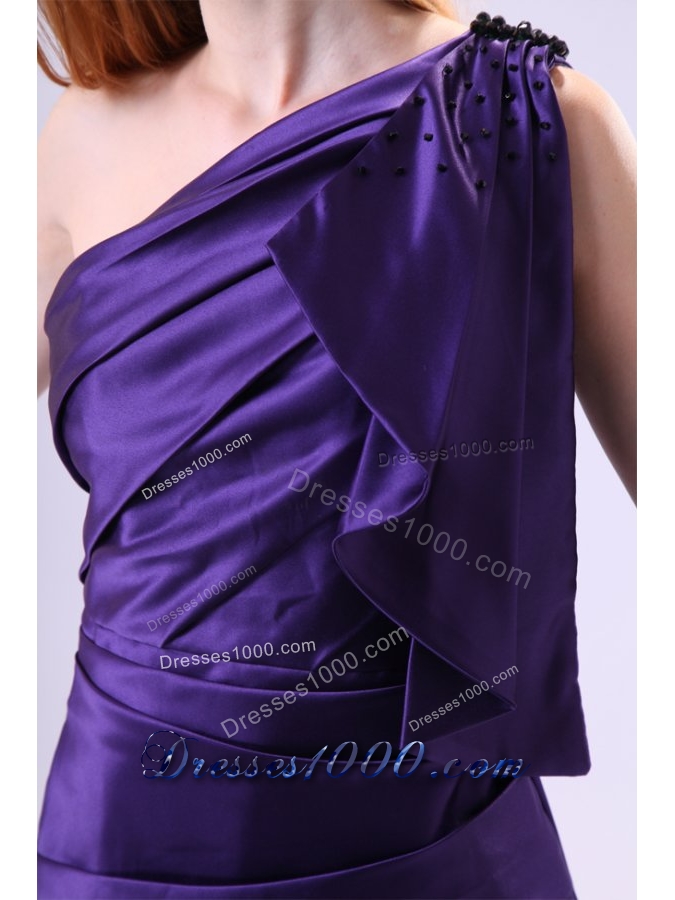 Purple Column One Shoulder Prom Graduation Dress in Mini-length