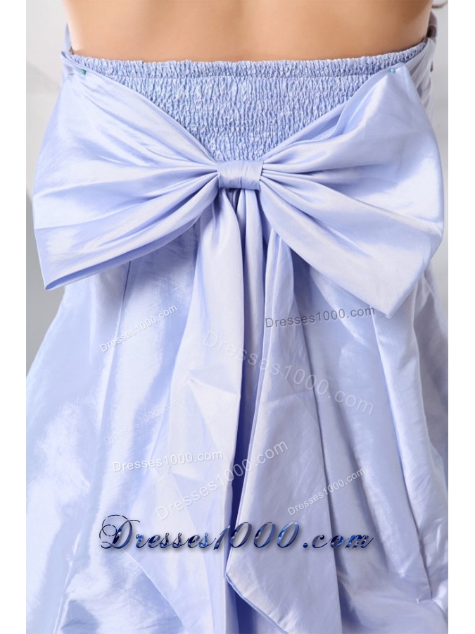 Short Mini Length Strapless Pick-ups Lavender Taffeta Prom Dress