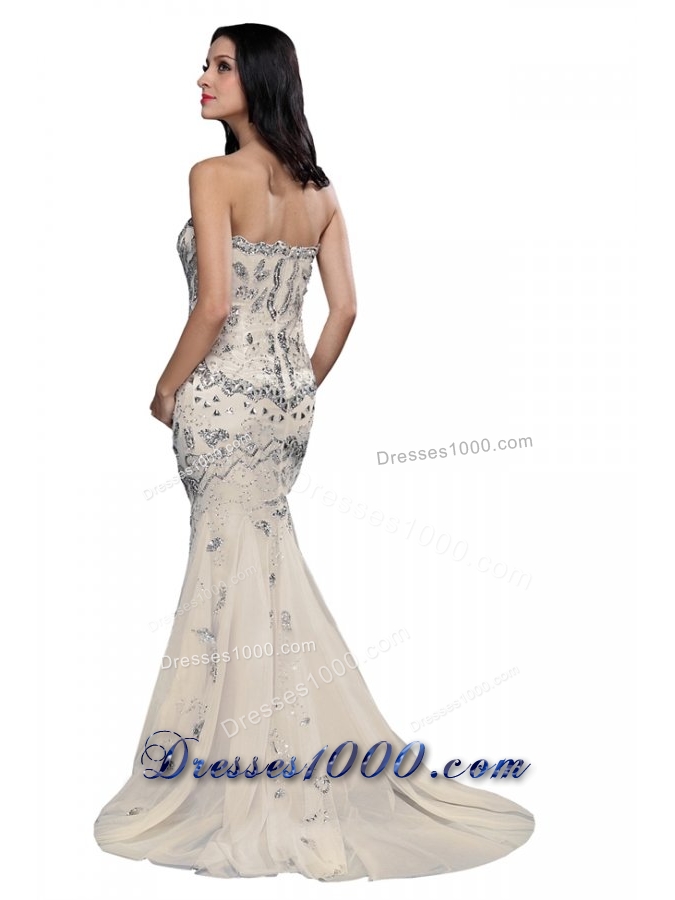 Exquisite Beaded and Sequined Sweetheart Mermaid Prom Gown Dress