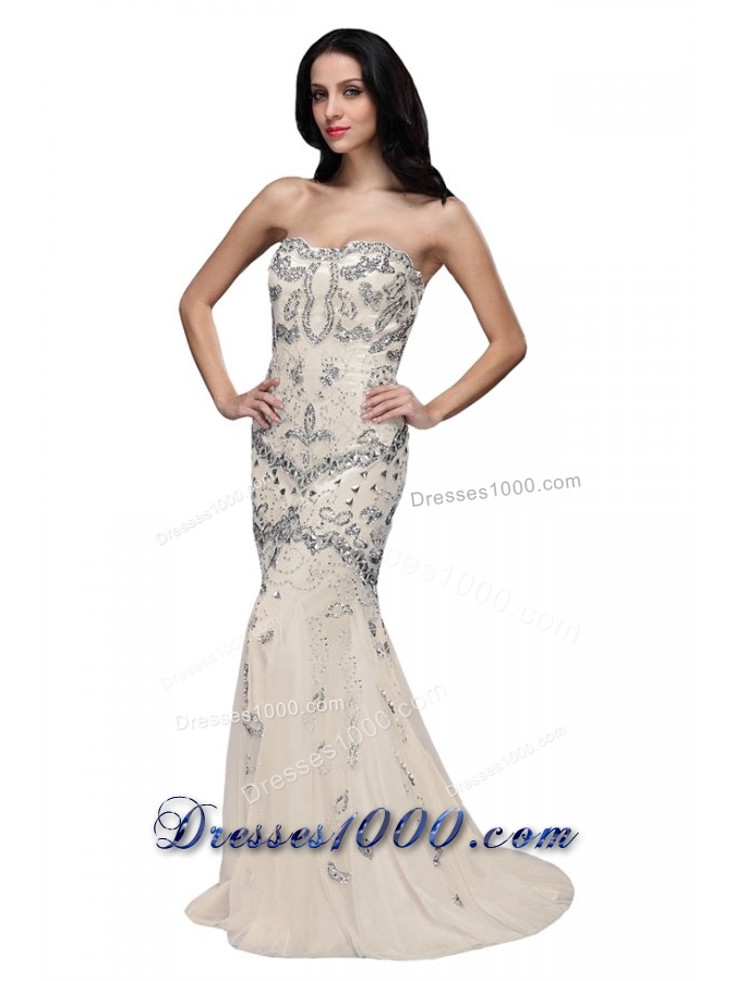 Exquisite Beaded and Sequined Sweetheart Mermaid Prom Gown Dress