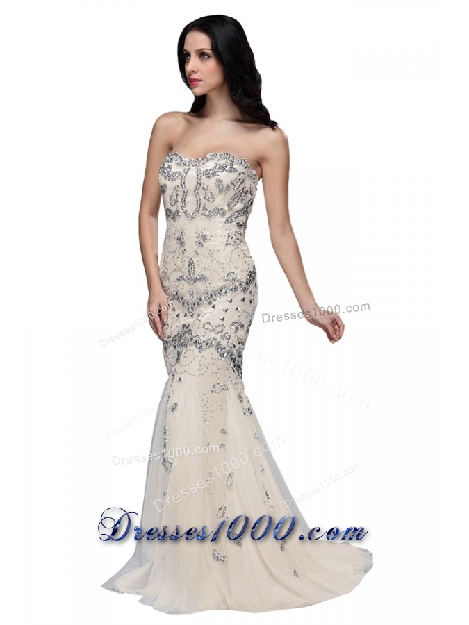 Exquisite Beaded and Sequined Sweetheart Mermaid Prom Gown Dress