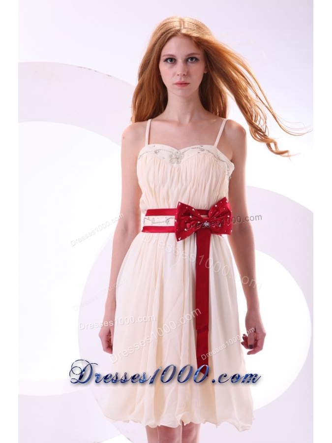 Sweet Champagne Mini-length Chiffon Prom Cocktail Dress For Girls