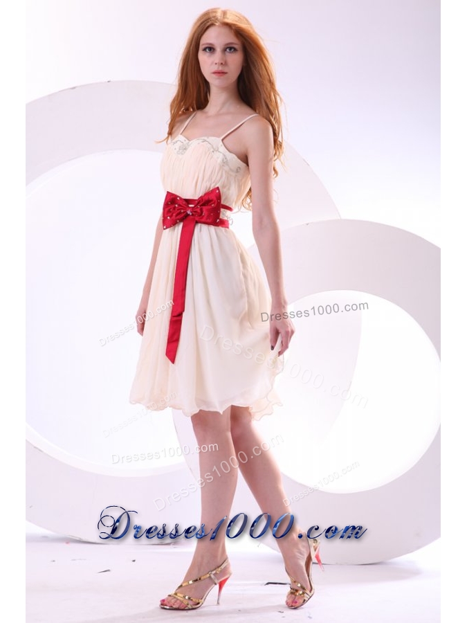 Sweet Champagne Mini-length Chiffon Prom Cocktail Dress For Girls