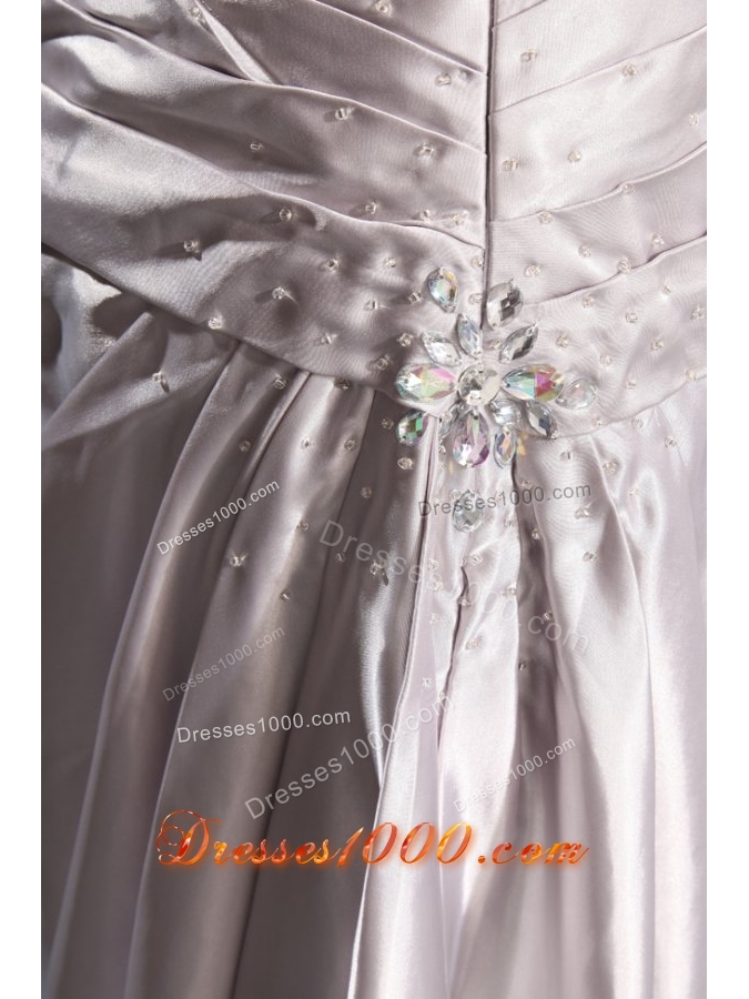 Fashionable Ruched Column Prom Gowns with Beaded One Shoulder