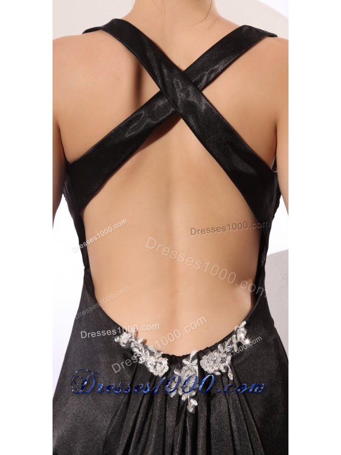 Elegant Black Criss Cross Back Evening Dress For Women