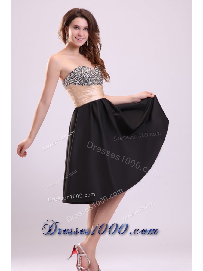 2014 Sweetheart Black Short Prom Nightclub Dress with Beads