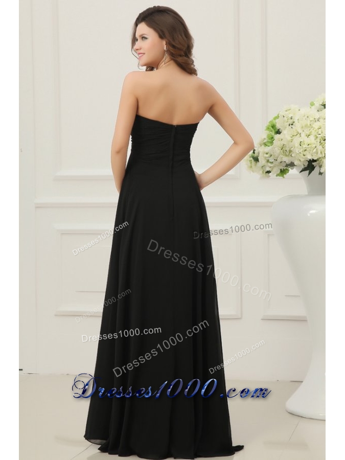 2014 Discount Chiffon Ruching Sweetheart Prom Dress in Black