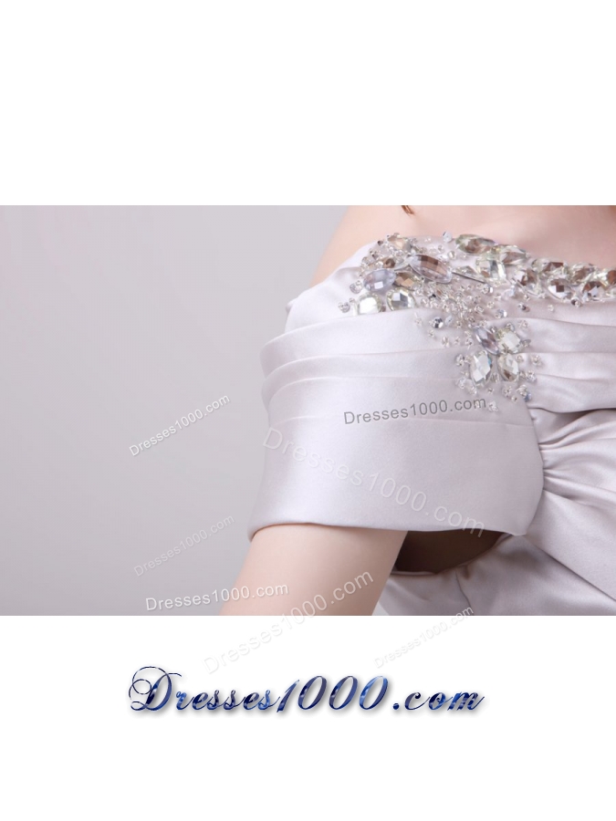 Latest Beading and Ruching One Shoulder Mini-length Prom Gown
