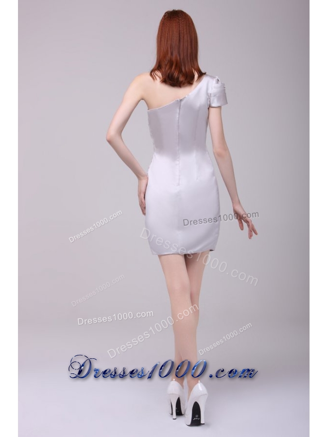 Latest Beading and Ruching One Shoulder Mini-length Prom Gown