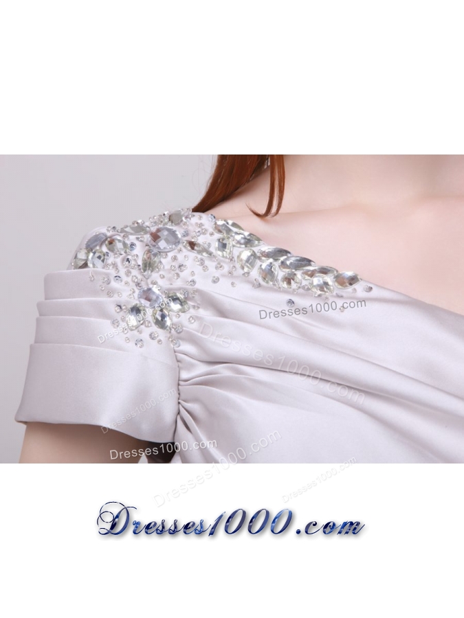 Latest Beading and Ruching One Shoulder Mini-length Prom Gown