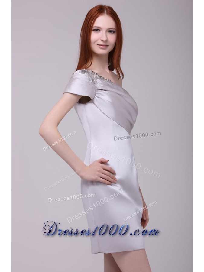 Latest Beading and Ruching One Shoulder Mini-length Prom Gown