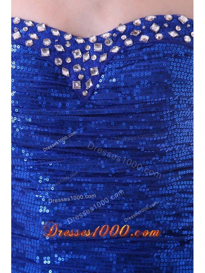 Hot Seller Mini-length Sheath Sweetheart Royal Blue Sequin Prom Dress