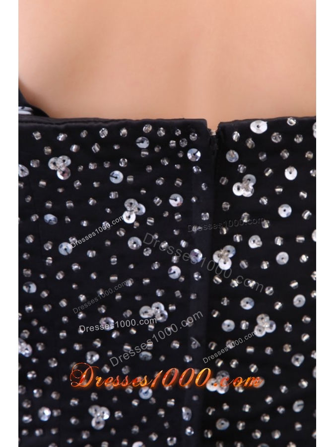 Black Straps Beading Organza Mini Length A Line Prom Dress