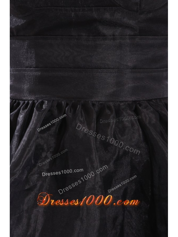 Classic Strapless Black Organza Short Dresses for Prom Court