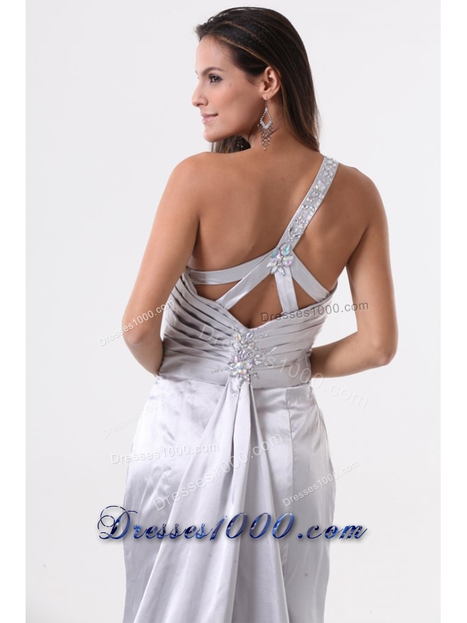 Single Shoulder High Slit Sheath Prom Dress with Sweep Train