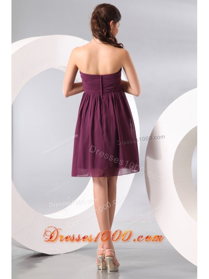 Beautiful Sweetheart Ruched Chiffon Purple Prom Party Dress