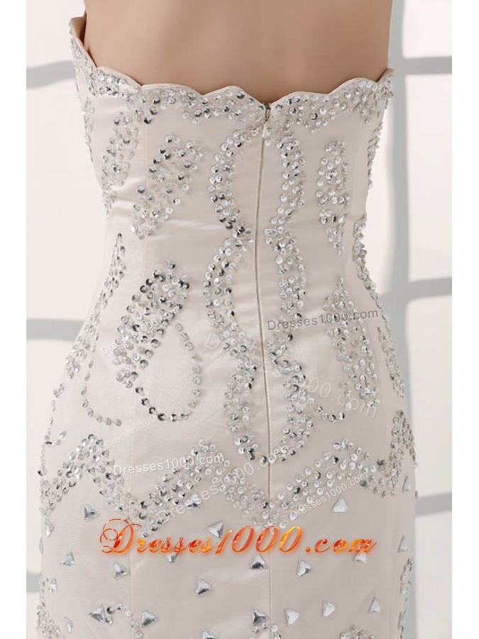 Diamonds Decorated Mermaid Prom Evening Dress with Tulle Tail